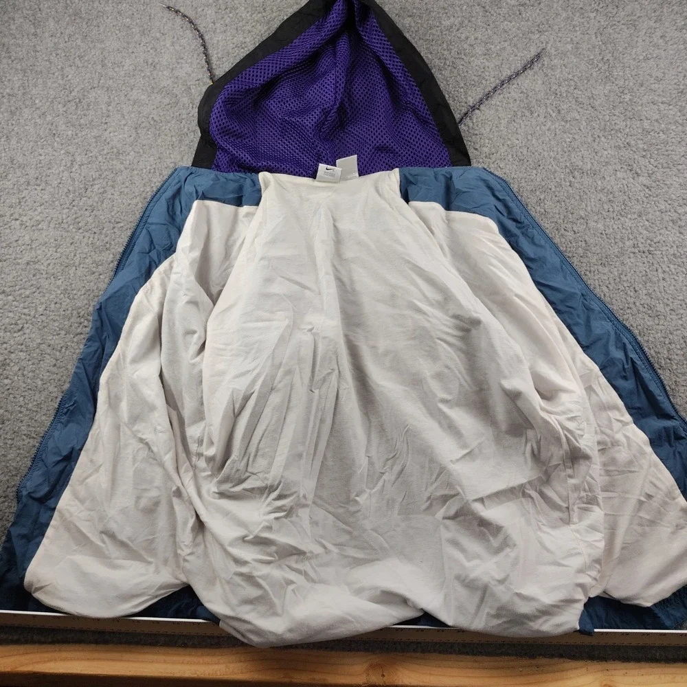VTG Nike Windbreaker Jacket Youth 14-16 Teal Purple Hooded 90s Y2K